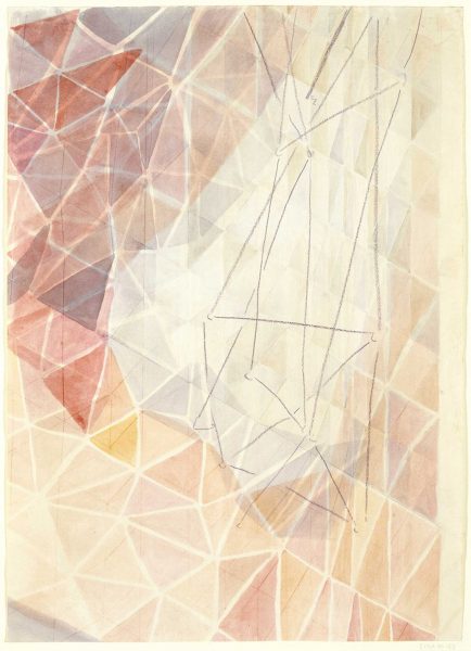 Gego, Sin titulo (Untitled), watercolor and crayon with scored lines on white wove paper, 1980–82, The Museum of Fine Arts, Houston, given in memory of Marisol Broido by Mrs. R.A. Calnan, Dr. Luis and Cecilia Campos, Anna Maria Morrea and Francisioc Benzanilla, Paul Erhsam, Maria Fahey, Dr. and Mrs. Miguel Miró-Quesada, Joe A. Walker, Jr., Elena Wortham, and Sicardi Gallery, 2006.1311. Photo by Thomas R. DuBrock. ©Fundación Gego. All rights reserved.