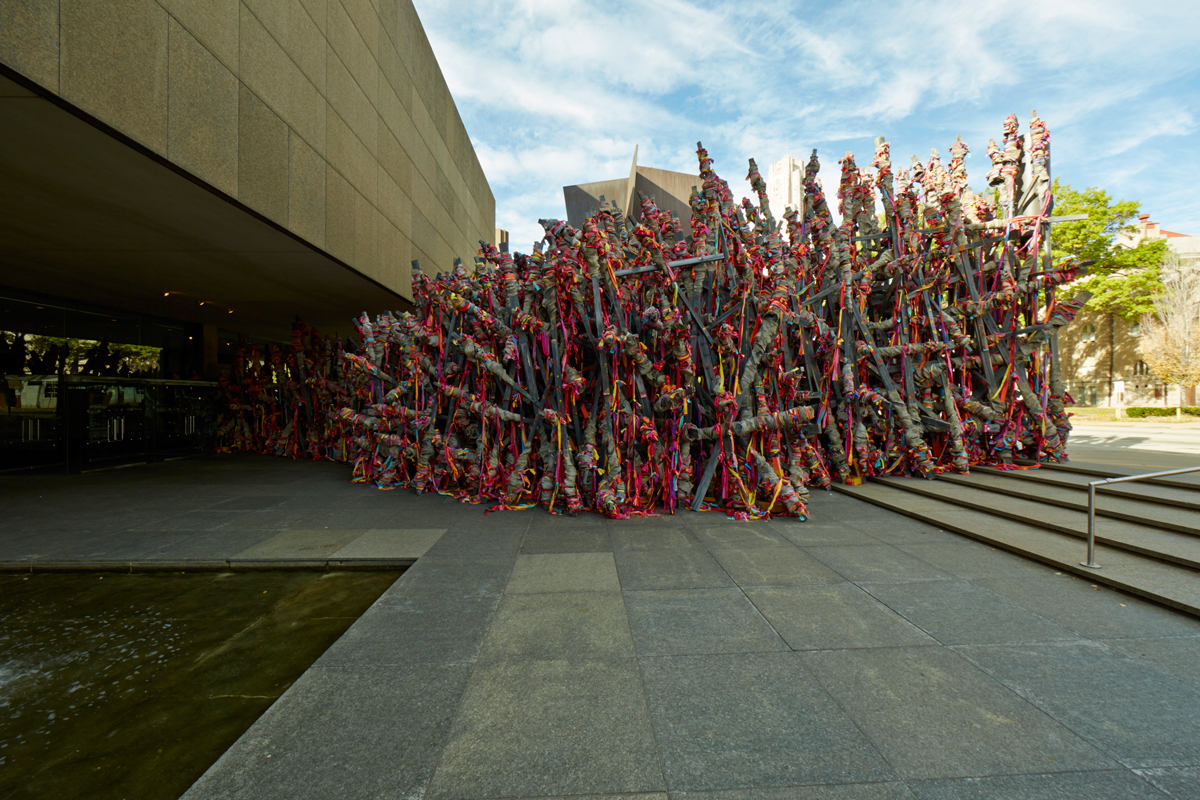 Carnegie International, 2013. Foreground: Phyllida Barlow TIP, 2013, timber, steel, spray paint, paint, steel mesh, scrim, cement, fabric, and varnish. Courtesy of the artist and Hauser & Wirth, Zurich, London, and New York. © Carnegie Museum of Art