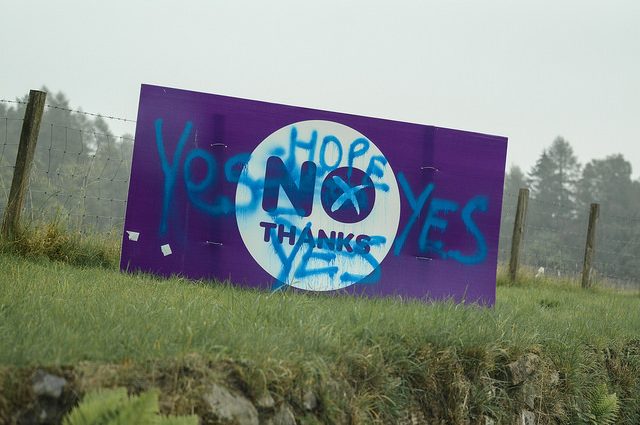 Vandalized No Thanks Sign in Scotland