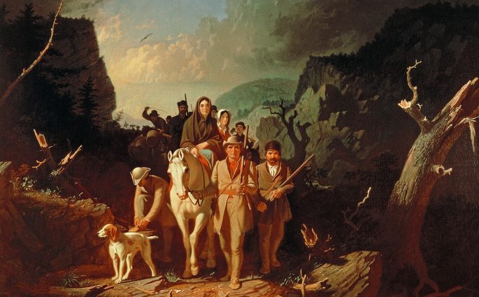 Daniel Boone escorting settlers through the Cumberland Gap