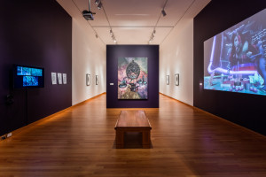 Installation view of En Plein Air: Abduction II, 2014, at Seattle Art Museum, Jacolby Satterwhite, United States, b. 1986, C-print in artist's frame, 84 x 60 in., loan from the artist and OHWOW Gallery, Los Angeles. © Seattle Art Museum, Photo: Nathaniel Willson.