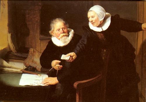 Rembrandt, Portrait of Jan Rijksen and Griet Jansz. The Shipbuilder and his Wife, 1633 (oil on canvas, 114.3 x 168.6 cm). London, The Royal Collection Trust