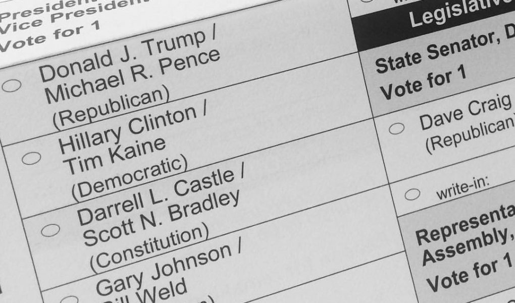 2016 presidential election ballot