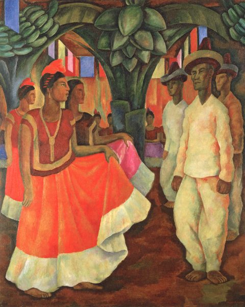 Dance in Tehuantepec, 1928, Diego Rivera, Oil on canvas, 6 feet 6-3/8 inches x 63-3/4 inches (199 x 162 cm), (Private Collection), © Banco de México Diego Rivera Frida Kahlo Museums Trust, Mexico, D.F./Artists Rights Society (ARS), New York