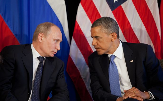 Putin and Obama staring at each other