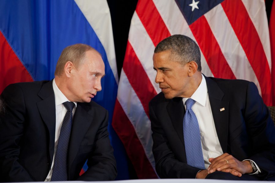 Putin and Obama staring at each other